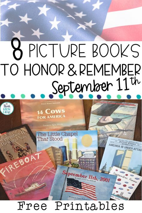 Teachers, are you looking for September 11th picture books and activities to use for kids to bring Patriot Day into your classroom? These reflective activities coordinate with these picture books about September 11th. Age appropriate activities and resources for upper elementary students. Click to read about these books and grab FREE activities, too! September Elementary Activities, Sept 11th Activities For Kids, Picture Books For Upper Elementary, Patriots Day Activities, Homeschool Adventures, Elementary History, Books And Activities, September Activities, Patriot Day