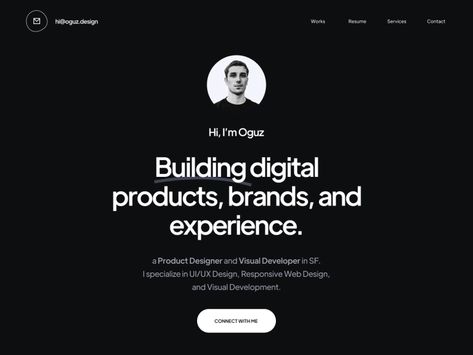 Dark Portfolio Design, Portfolio Landing Page Design, Frontend Developer Portfolio, Ux Portfolio Website, Dark Landing Page, Dark Mode Website, Web Design Dark, Dark Portfolio, Dark Website Design