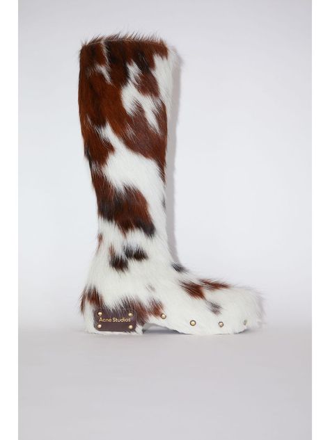 Cow Print Boots, Brown Fur Boots, Acne Boots, Print Boots, Fur Shoes, Pony Hair, Fur Boots, Dream Shoes, Childrens Shoes