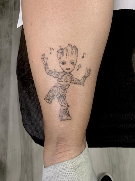 I Am Groot Tattoo, Groot Tattoo Design, Groot Tattoo Ideas, Baby Groot Tattoo, Groot Tattoo, Nerdy Tattoos, Country Tattoos, Stitch Tattoo, Tattoo Posters