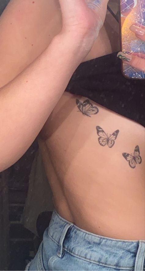 Underbreast Butterfly Tattoo, 3 Butterfly Tattoo Ribs, Rib Tattoo Butterfly, Butterfly On Ribs Tattoo, Butterfly Hip Bone Tattoo, Underboob Tattoo Butterfly, Butterfly Tattoo Shoulder Blade, Butterfly Tattoo Big, Butterfly Underboob Tattoo