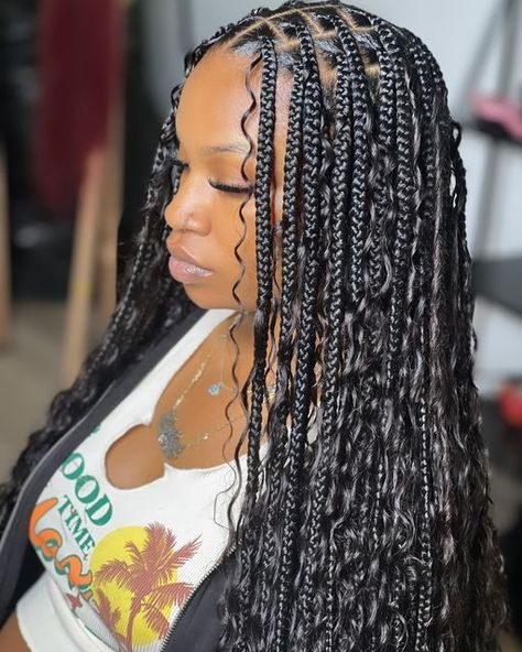 Big Box Braids Hairstyles, Feed In Braids Hairstyles, Goddess Braids Hairstyles, Box Braids Hairstyles For Black Women, Boho Hair, Cute Box Braids Hairstyles, Quick Braided Hairstyles, Protective Hairstyles Braids, Box Braids Styling