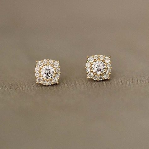 Diamond Ear Studs, Diamond Stud Earring, Gold Luxury, Minimalist Studs, Dainty Studs, Solid Gold Earrings, Gold Number, Tiny Diamond, Cz Stud Earrings