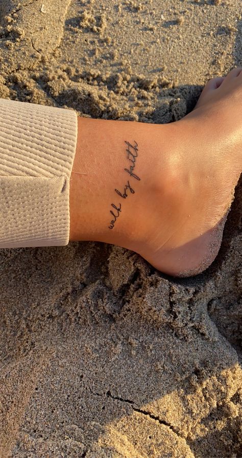 Super Meaningful Tattoos, Tomorrow Will Worry About Itself Tattoo, Christian Feet Tattoo, Biblical Ankle Tattoos For Women, Walk By Faith Ankle Tattoo, Christian Based Tattoos For Women, Ava Jules Tattoo, Tattoos About God For Women, Christian Friend Tattoos