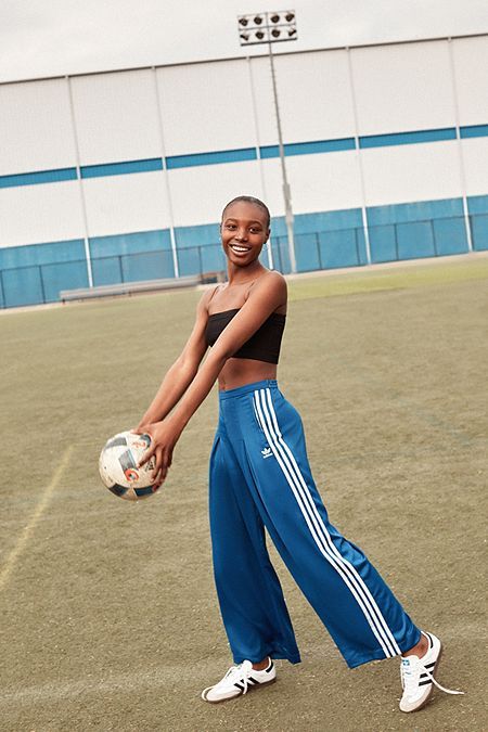 adidas Satin Wide-Leg Track Pant Adidas Tracksuit Pants, Wide Leg Adidas Pants Outfit, Adidas Wide Leg Pants Outfit, Wide Leg Track Pants Outfit, Adidas Trousers Outfit, Satin Wide Leg Pants Outfit, Track Pants Outfit Aesthetic, Adidas Track Pants Outfit Woman, Adidas Wide Leg Pants