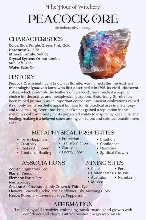 Peacock Crystal Meaning, Bornite Crystal Meaning, Peacock Ore Crystal Meaning, Peacock Ore Meaning, Grimoire Notes, Peacock Ore Crystal, Energy Stones Crystal Healing, Wicca Crystals, Spiritual Coaching