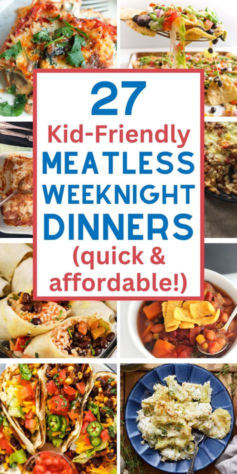 weekday dinner ideas easy vegetarian Vegetarian Weeknight Dinners, Kid Friendly Vegetarian Recipes, Meatless Meals Healthy, Weeknight Dinner Recipes, Vegetarian Kids, Quick Family Meals, Vegetarian Meals For Kids, Healthy Vegetarian Dinner, Easy Vegetarian Dinner