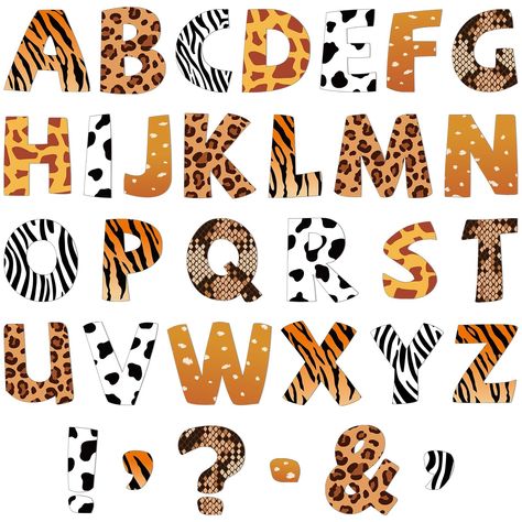 PRICES MAY VARY. 【Abundant Quantity】You will receive a safari jungle animal themed letter and punctuation set pack containing 150 capital letters and 6 common punctuation marks. We also offer enough glue dots to make it easy for you to quickly paste these fun letters onto any smooth surface. 【Convenient size】Each bulletin board animal prints letter is about 7 inches in size, perfect for decorating your bulletin board, classroom walls, or any smooth surface that children can easily see. 【Durable Safari Theme Letters, Animal Classroom Theme, Jungle Letters, Safari Letters, Jungle Alphabet, Animal Print Classroom, Fun Letters, Zoo Preschool, Preschool Creative Art