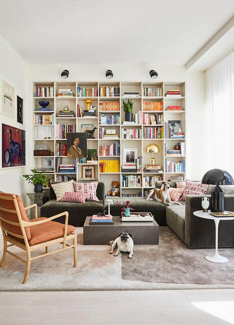 Library Cold Apartment, Bookshelf Wall, Bookshelf Inspiration, Schoolhouse Electric, Fulton Street, Manhattan Apartment, Home Library Design, Apartment Renovation, Wall Bookshelves