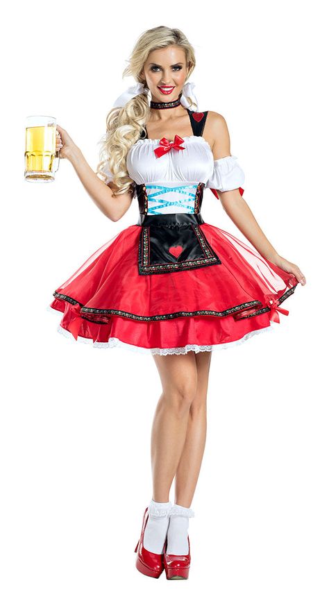 Octoberfest Outfits Women, Octoberfest Outfits, Octoberfest Costume, Beer Girl Costume, Peasant Style Dress, Oktoberfest Costume, Plus Size Costume, Red Dress Costume, Beer Girl