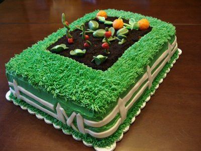 http://www.deliciousmeliscious.com/2008/09/vegetable-garden-cake.html Giant Jaffa Cake, Allotment Cake, Vegetable Garden Cake, Garden Birthday Cake, Organic Cake, Garden Cake, Farm Cake, Garden Cakes, Garden Birthday