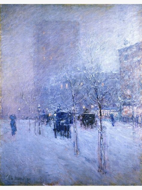 "Childe Hassam - Late Afternoon, New York, Winter" Art Print by Monetlover | Redbubble Childe Hassam Paintings, Frederick Childe Hassam, Childe Hassam, New York Winter, Brooklyn Museum, Winter Images, Winter Painting, American Painting, Post Impressionism