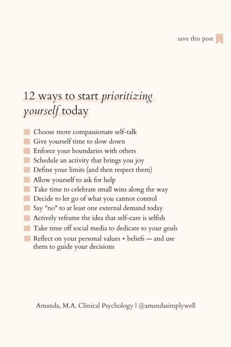 Weekly Priorities Ideas, Ways To Prioritize Yourself, Weekly Priorities List, Ways To Connect With Yourself, How To Grow Yourself, How To Push Yourself, Life Priorities List, Things To Work On Yourself, How To Understand Yourself