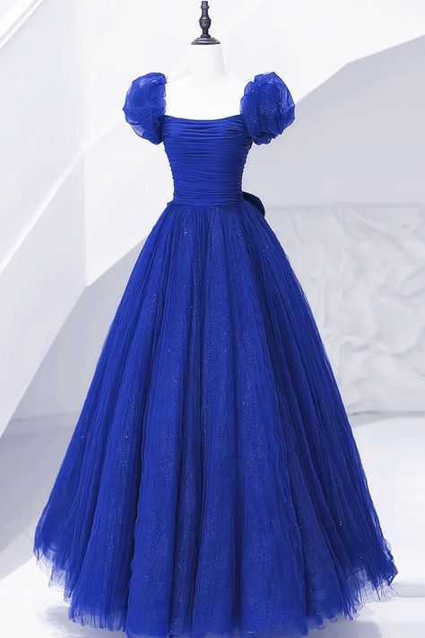 Prom Dress With Bow, Prom Dress Royal Blue, Royal Blue Shorts, Royal Blue Prom Dresses, Party Dress Sale, Tulle Sleeves, Color Rush, Dress Royal, Hope Mikaelson