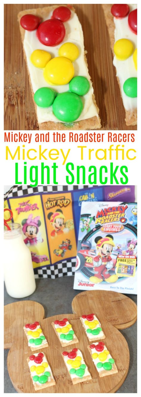 Mickey and the Roadster Racers Party Idea -  Mickey Traffic Light Snacks Mickey Roadster Racers Party, Mickey And The Roadster Racers, Movie Crafts, Kid Projects, Snacks To Make, Light Snacks, Favorite Dessert Recipes, Mouse Party, Mickey Mouse Party