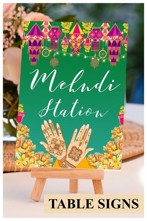 This beautiful Henna station sign or Indian wedding decor sign with mandala, from our Ethnic Fusion collection, lovingly created by us, is for those who would like to leave, not only a subtle, but also an impactful impression on their guests!

This DIY Henna station signs template or Jaggo decor as Dholki decoration, a fusion invite in traditional elegance, is complemented with indian colours & motifs, perfect for your Mehendi decoration Henna Stall Decoration Ideas, Mehndi Function Decoration At Home, Wedding Props Indian, Dholki Decoration, Mehndi Function Decoration, Mehndi Decor At Home, Mehndi Decoration Ideas At Home, Henna Station, Stationary Design Inspiration