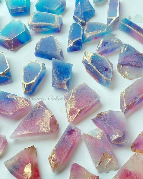 handmade candy • Instagram Candy Witch Aesthetic, Crystal Gem Candy, Crystal Candy Recipe, Edible Crystal Candy, Candies Aesthetic, Asian Candies, Kohakutou Candy, Crystal Rock Candy, Blue Rock Candy