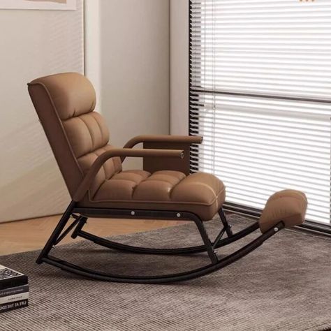 Recliner Adults Nordic Chair Back Support Design Living Room Rocking Chair Puffs Floor Ergonomic Chaise Lounges Modern Furniture - AliExpress Classic Rocking Chair, Nordic Chair, Wall Art Lighting, Sleeper Chair, Arm Rest, Chair Backs, Chic Home, Modern Aesthetics, Sofa Chair