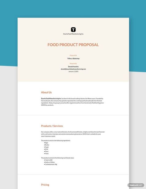 Download this Sample Food Product Proposal Template Document - Pdf, Google Docs, Word, Apple Pages Format Product Proposal Template, Product Proposal, Ceiling Cornice, Sales Proposal, Marketing Calendar Template, Proposal Letter, Proposal Sample, Proposal Example, Marketing Calendar