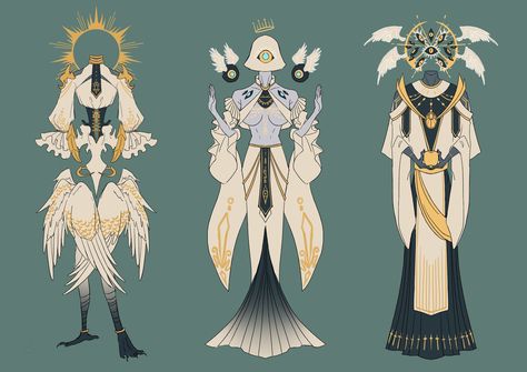 Guardian Angel Character Design, God Design Art, Deity Character Design, Angelic Character Design, Angel Design Character, Angel Outfit Ideas, Angel Oc Design, Angel Types, Angel Character Art