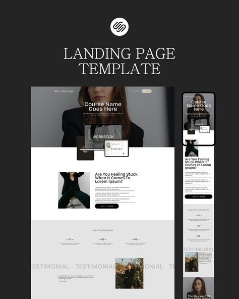 Just landed: Our custom built Landing Page template for service providers and coaches who need a sales page for their courses that saves them time and money. Modern and impactful optimized for mobile Easy integration Check out in the bio 👀 #websitetemplate #webdesign #squarespacetemplate #showittemplate #coacheswebsite Course Landing Page, Mobile Landing Page, Landing Page Template, Page One, Sales Page, Feeling Stuck, Page Template, Website Template, Landing Page