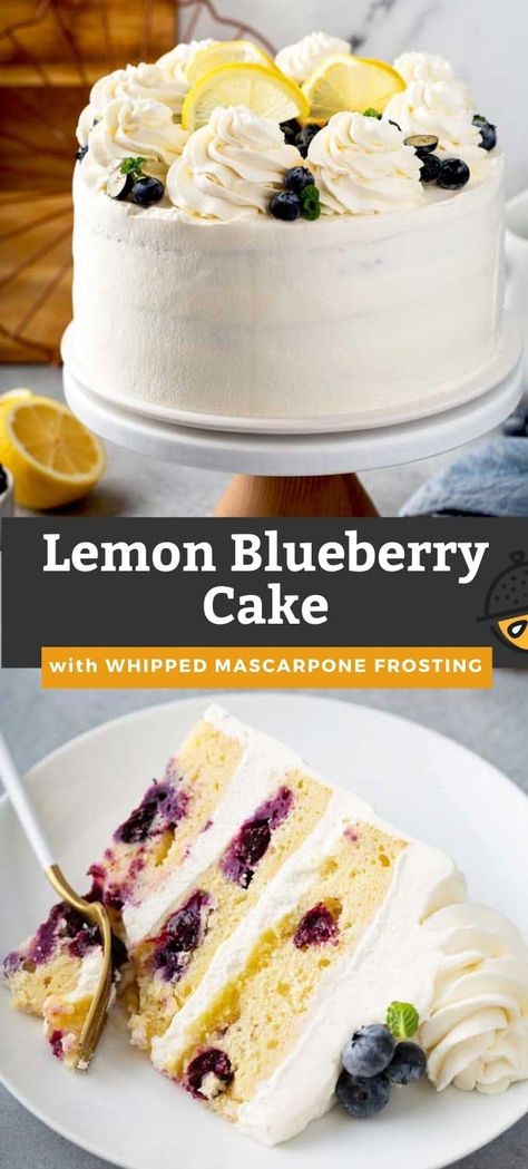 The Best Lemon Blueberry Cake, Lemon Blueberry Cake Recipes, Blueberry Lemon Birthday Cake, Lemon Blueberry Birthday Cake, Summer Cake Flavor Ideas, Layered Cake Ideas, Lemon Blueberry Layer Cake, Blueberry Layer Cake, Blueberry Lemon Cake Recipe