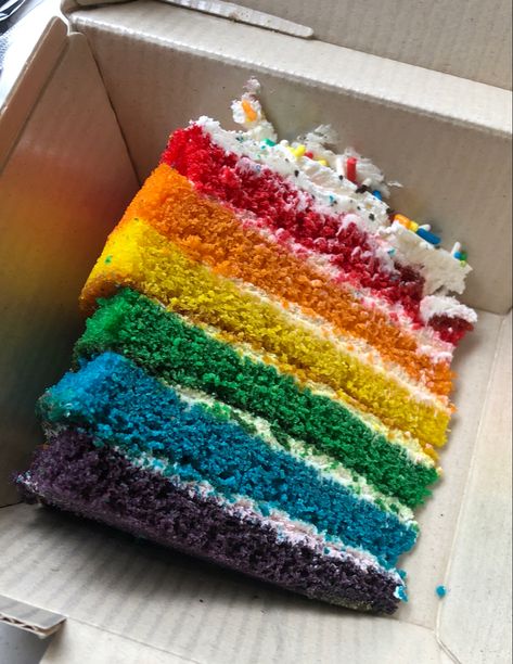 Black Cake Rainbow Inside, Rainbow Things Aesthetic, Rainbow Fruit Cake, Rainbow Cake Aesthetic, Pride Baking, Colourful Desserts, Chocolate Rainbow Cake, Rainbow Desert, Food Rainbow