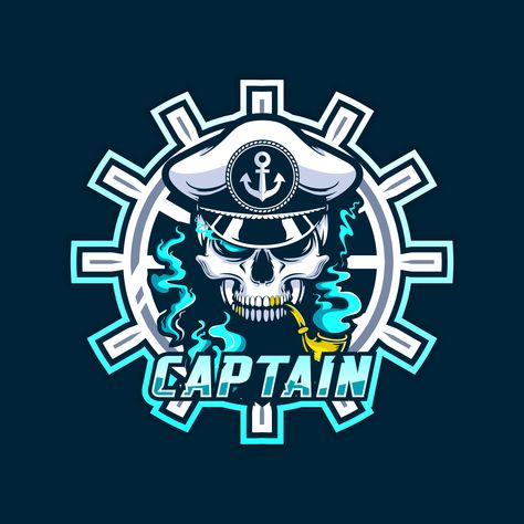 Captain Skull by gubukdesign27-385239 - Designhill Captain Logo, Skull Graphic Design, Sailing Logo, Facebook Cover Design, Wallpaper Abstract, Skull Graphic, Advertising Material, In Logo, Mascot Design