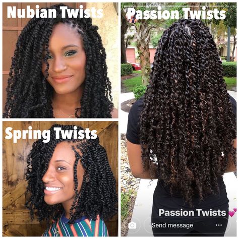 Passion Twists vs Spring Twists follow @shugabraids on IG Spring Twist Vs Passion Twist, Long Spring Twists Hairstyles, Spring Passion Twist, Long Spring Twists, Princesses Hairstyles, Mini Spring Twists, Micro Passion Twists, Types Of Twists, Goddess Passion Twists