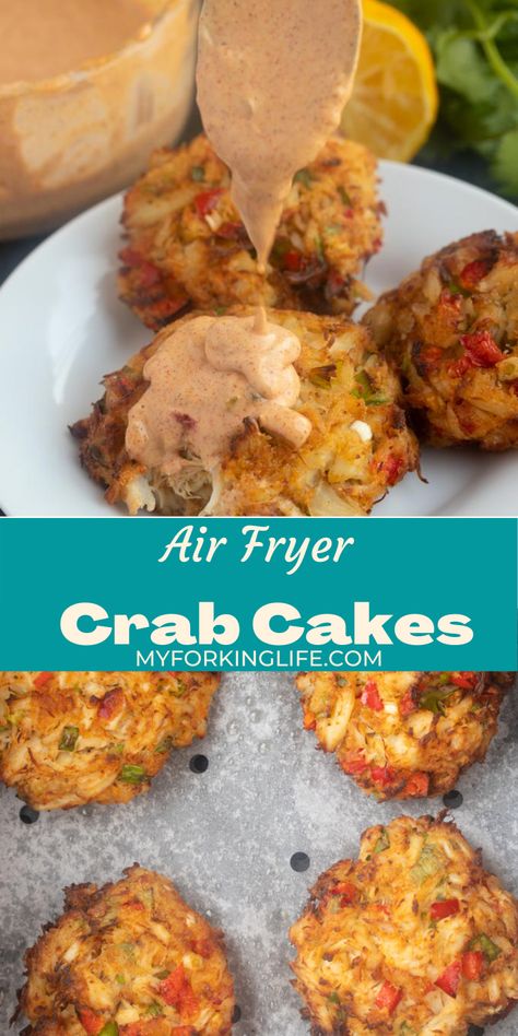 Air Fryer Crab Cakes, Air Fryer Crab, Lunches Healthy, Crab Cakes Easy, Crab Cake Recipes, Cakes Easy, Air Fried Food, Air Fryer Oven Recipes, Crab Recipes