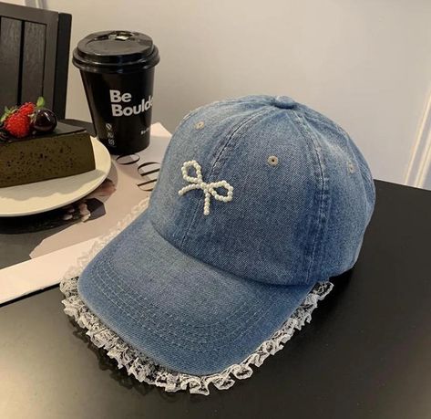 Because plain caps are BORING 🧢 🎀 🛍️ Cute Denim Lace Bow Womens Cap #denimcap #cap #caps #hats #cutehat #kawaiifashion #kpopfashion #kawaiistyle #kpopstyle Cap For Girls Style, Cowboy Hats Women, Plain Caps, Cute Caps, Denim Cap, Bow Women, Fashion D, Bottle Jewelry, Lace Caps