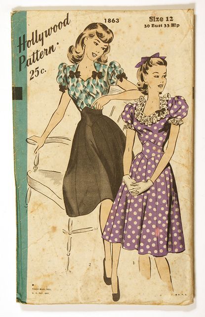 Dress Pattern Vintage, Vintage Girls Clothes, Patron Vintage, Fashion 1940s, Model Magazine, Fashion Illustration Vintage, Color Illustration, Vintage Dress Patterns, 1940s Dresses