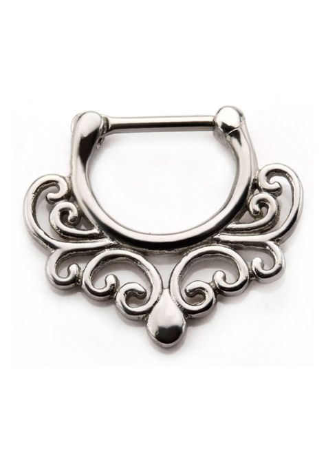 Filigree Scroll Septum Clicker Daith Piercings, Black Hole Sun, Absolute Zero, O Ring Choker, Gothic Jewellery, Anodized Titanium, Alternative Jewelry, Septum Clicker, Septum Jewelry