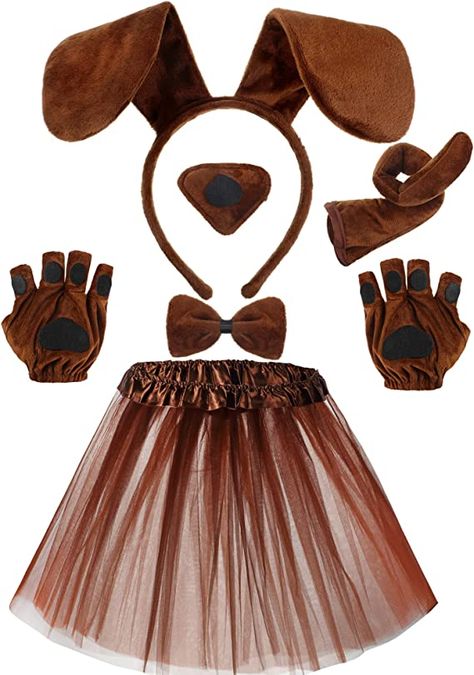 Amazon.com: Zhanmai 6 Pcs Puppy Dog Tutu Skirt Animal Costume Set Puppy Ears Headband Bow Tie Fake Nose Tail Puppy Paw Gloves for Halloween Party (Dark Brown) : Clothing, Shoes & Jewelry Puppy Costume For Kids, Puppy Ears Headband, Dog Costumes For Kids, Dog Ears Headband, Puppy Ears, Pretend Play Costumes, Claw Gloves, Paw Gloves, Fabric Tutu