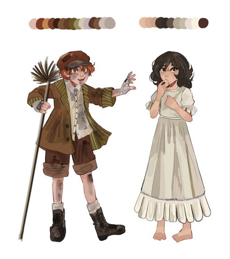 Lil Victorian kids Victorian Drawing Reference, Sick Victorian Child Aesthetic, Edwardian Character Design, Historical Character Design, Poor Character Design, Victorian Oc Art, Victorian Art Drawings, Kid Reference Drawing, Victorian Child Aesthetic