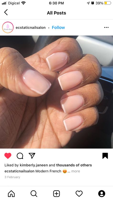 French Tip Short Natural Nails, Natural Color Acrylic Nails Short, Short Nail Overlay, Natural Overlay Nails, Natural Nails Black Women, Gel Overlay Nails Natural Short, Short Work Nails, Natural Nails Black, Acrylic Overlay Nails Design