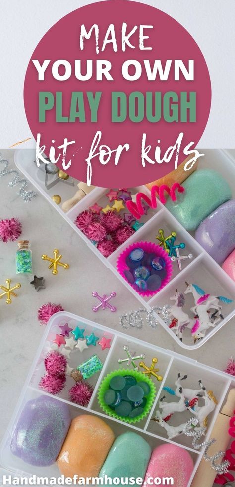 Storing Homemade Playdough, How To Store Homemade Playdough, Sensory Play Dough Kits, Unicorn Playdough Kit, Diy Playdough Kit Party Favor, Play Dough Sensory Kits Diy, Diy Playdoh Kits, Sensory Bins To Sell, Play Doh Sensory Kits