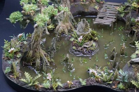 Swamp Terrain, Another Green World, Pokemon Terrarium, Dnd Mini, Warhammer Terrain, Game Terrain, Halloween Village, Plant Table, Wargaming Terrain