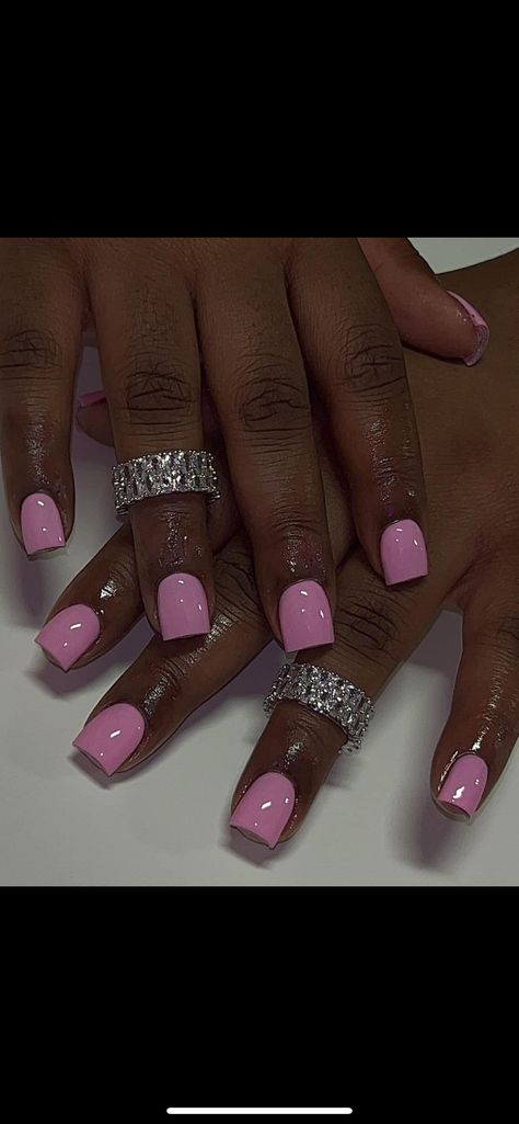 Short Pink Nails With Rhinestones, Pink Nails With Rhinestones, Short Pink Nails, Nails With Rhinestones, Rhinestone Nails, Mani Pedi, Pink Nails, Nails, Pink