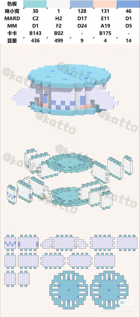 Fuse Bead 3d Patterns, Perler Bead Patterns Cinnamoroll, Cinnamoroll Perler Beads, Cinamoroll Pearler Beads, 3d Cinnamoroll Perler Beads, Perler Bead Patterns 3d Easy Pokemon, 3d Perler Bead Patterns, 3d Perler Bead Ferris Wheel, 3d Pokemon