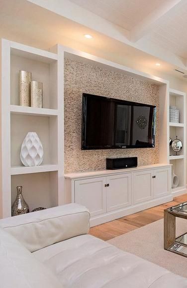 Tv Wall Built In Ideas Modern, Traditional Living Room Built Ins, Large Mounted Tv Living Room, Diy Bookshelf Design, Built In Tv Wall Unit, Built In Wall Units, Tv Ideas, Built In Shelves Living Room, Living Room Wall Units