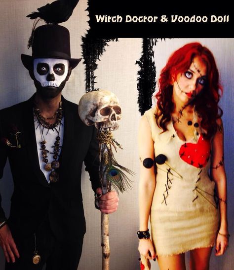 Costumes Couples Halloween, Voodoo Doll Costume, Voodoo Halloween, Diy Couples Costumes, Doll Halloween Costume, Costumes Couples, Holloween Costume, Hallowen Costume, Diy Kostüm