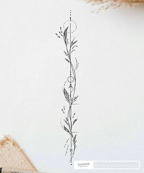 Minimalistic Vine Tattoos, Vine Of Flowers Tattoo Spine, Dainty Ivy Vine Tattoo, Ivy Spine Tattoos For Women, Ivy Tattoo Vines For Women, Baby Breath Tattoo, Tattoo Armband, Spine Tats, Spine Tattoo