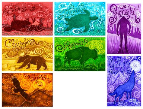 7 Teachings Aboriginal Art, 7 Sacred Teachings Art, 7 Teachings Aboriginal, Seven Sacred Teachings Art, 7 Grandfather Teachings Art, 7 Grandfather Teachings, Seven Teachings, Seven Grandfather Teachings, Indigenous Symbols