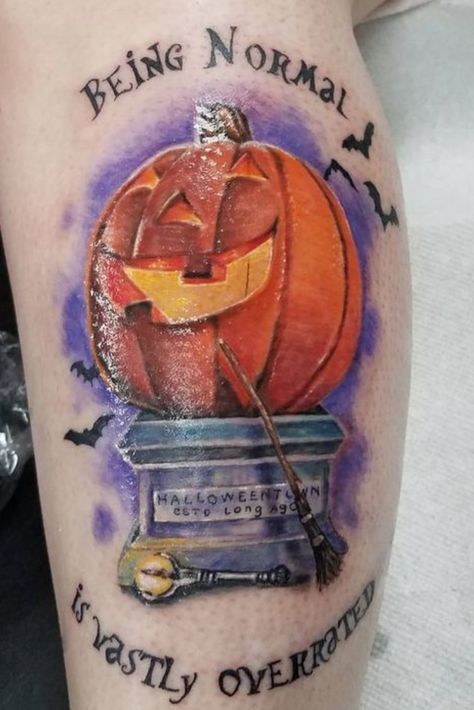 Halloween Inspired Tattoos, Scary Tattoo Ideas, Horror Tattoo Ideas, Pumpkin Tattoo, Bat Tattoo, Scary Tattoos, Inspired Tattoos, Spooky Tattoos, Gothic Tattoo