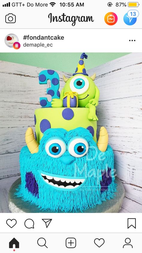 Monsters University Birthday Cake, Monsters Inc Birthday Party Ideas Food, Monsters University Cake, Monster Inc Cake Ideas, Pastel Monster Inc, Monsters Inc 2nd Birthday Party, Monster Inc Party Ideas, Monsters Inc Birthday Cake, Monsters Inc Birthday Party Ideas