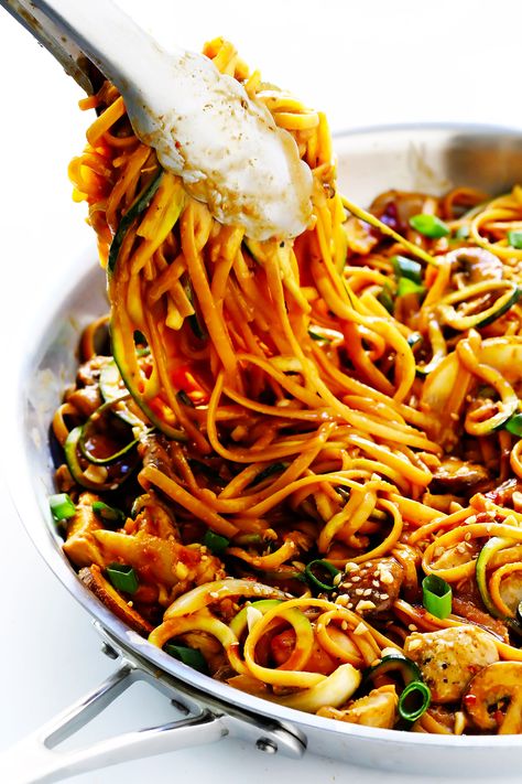 This Kung Pao Chicken Noodle Stir-Fry recipe is quick and easy to make, easy to customize with your fave veggies, and made with the BEST zesty peanut sauce! Asian Noodles Recipe, Chicken Stir Fry With Noodles, Chinese Chicken Recipes, Asian Noodle Recipes, Mapo Tofu, Easy Chinese Recipes, Asian Noodles, Noodles Recipe, Chicken Stir Fry