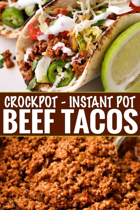 Instant Pot Ground Beef Tacos, Home Made Tacos Recipes, Beef Tacos In Crockpot, Beef Tacos Instant Pot, Crock Pot Taco Meat, Juicy Tacos, Crockpot Beef Tacos, Tacos Instant Pot, Beef Tacos Recipes