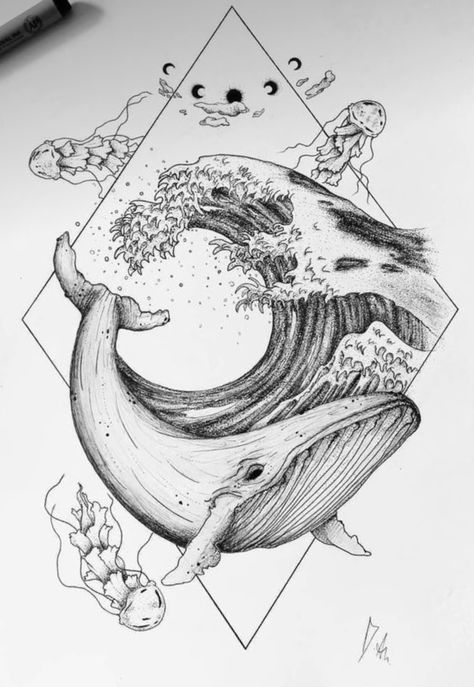 Tattoo Whale, Whale Drawing, Fineliner Art, Whale Tattoos, G Design, Whale Art, Desenho Tattoo, Pencil Art Drawings, Ink Illustrations