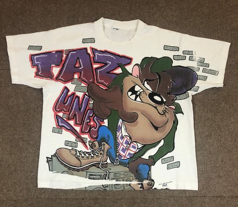 "Size: Missing size tag but measures as Youth XL This listing is for a Warner Bros Taz Tunes t-shirt.  This shirt is used but still has plenty of life left in it.  Shirt has a few small spots, please see pictures for details.  Measurements on this item: Armpit to Armpit: 21 1/2\" Front Length: 21\"" Balenciaga Track Black, Clothes Haul, Track Black, Pretty Tote Bags, Streetwear Ideas, Alt Clothes, Teen Swag Outfits, It Shirt, Graphic Tee Outfits